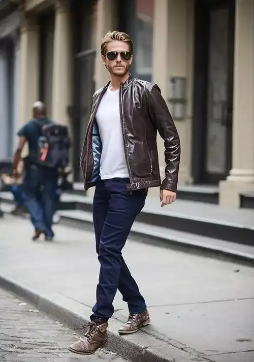 可刚可柔,男士皮夹克搭配技巧,让你俘获女神!