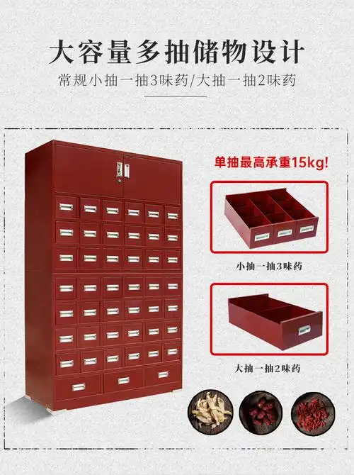 飓骅钢制加厚中药柜不锈钢中医草药柜经济型非实木调剂台铁皮柜定制09