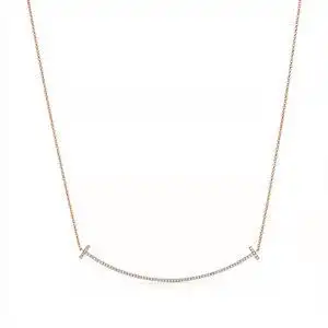 安好莘淘宝tiffany蒂芙尼项链笑脸大号小号微笑t吊坠18k玫瑰金锁骨