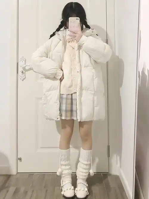 西洋果子jk制服双色连帽棉衣棉服女冬季加厚宽松面包服学生外套