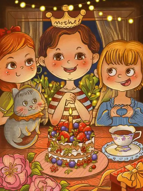 day13 | 插画上色 | 双胞胎妈咪的生日会🎉