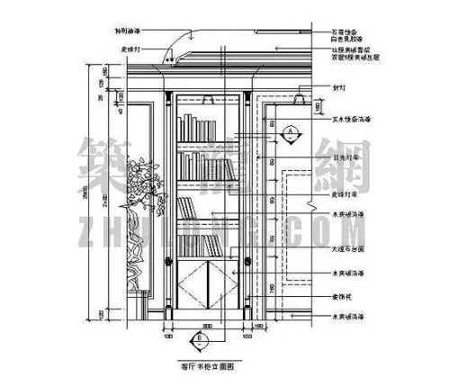 [图块/节点]宾馆家具--书柜立面