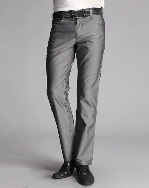 男士灰色中腰水洗休闲裤