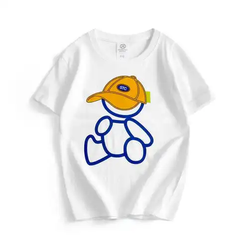 童装儿童t恤男童女童圆领短袖夏季中大童t恤白色新款体恤衫半袖潮