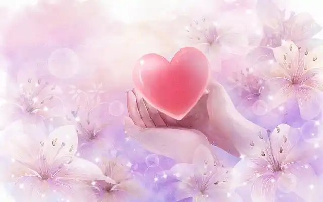 感恩节插画唯美梦幻手捧爱心百合植物风景水彩手绘背景