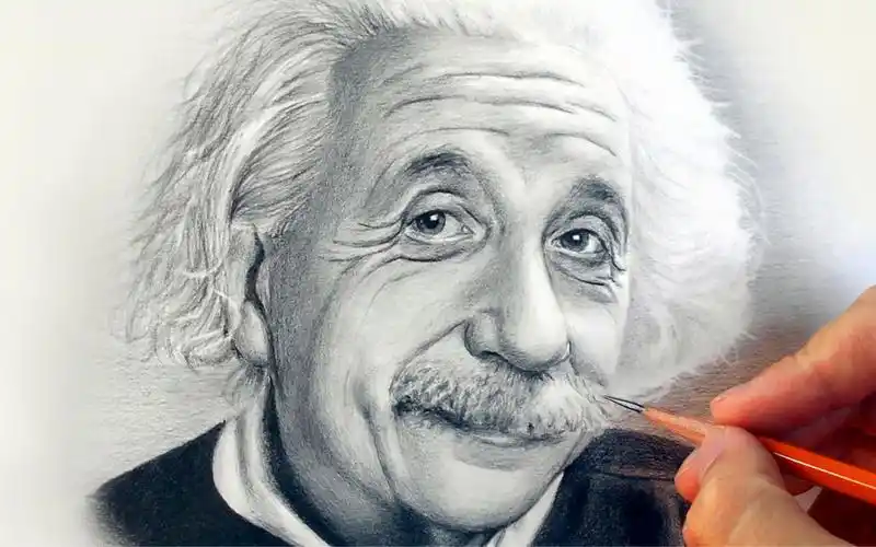 俄罗斯画家素描爱因斯坦,网友:别拿照片骗我!