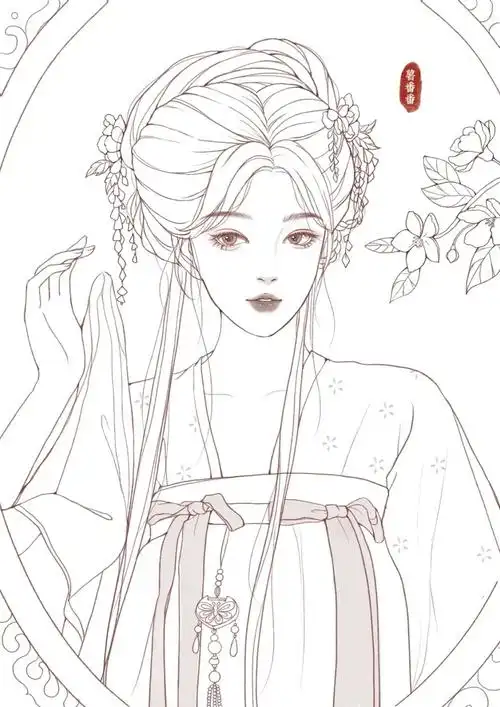 古风少女头像线稿练习83100