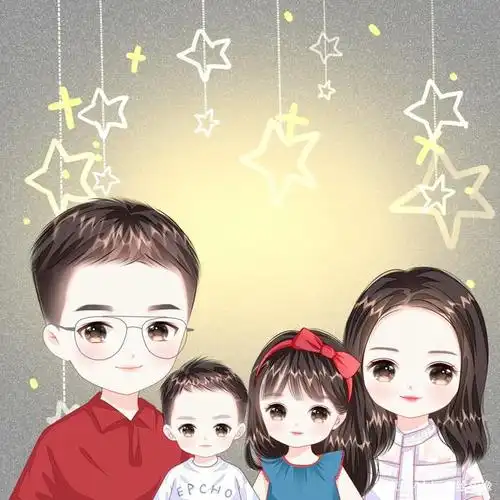 动漫手绘头像,一家四口头像合集,全家福微信头像