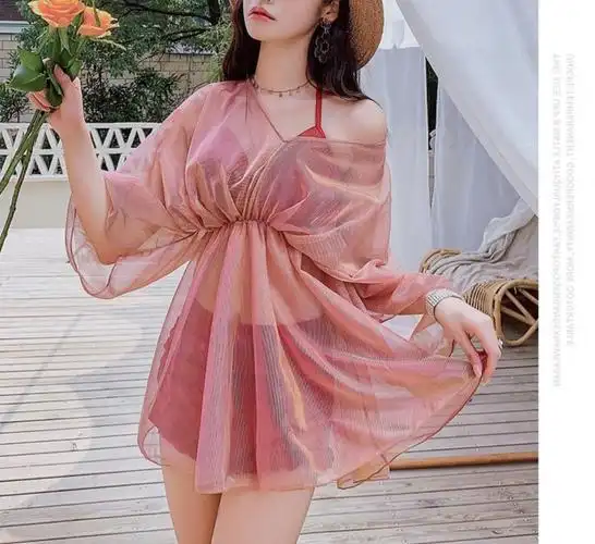 仙女泳衣春夏新款2021泳衣女韩版网红女神款遮肚显瘦比基尼性感游泳装