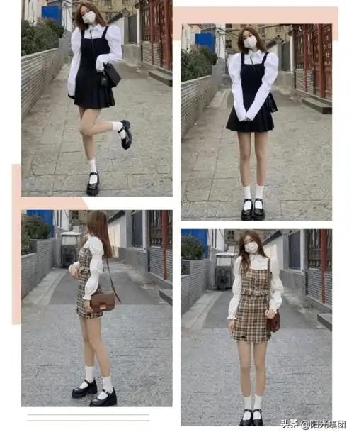 穿搭丨甜骚裙 玛丽珍鞋=初秋小甜心!高级时髦显腿细_白袜子