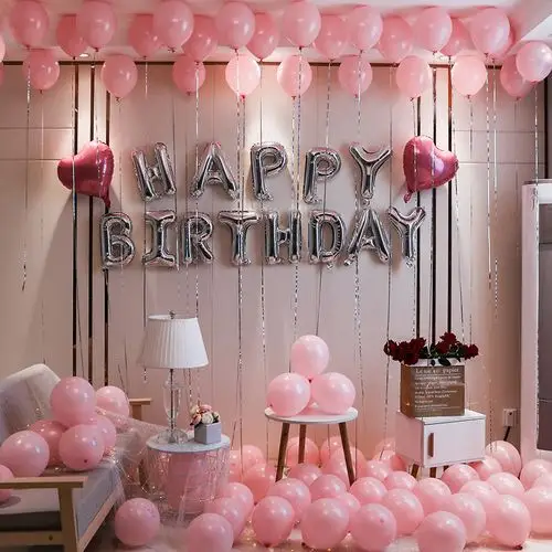 生日气球装饰房间女孩酒店客厅粉色简单套装气球