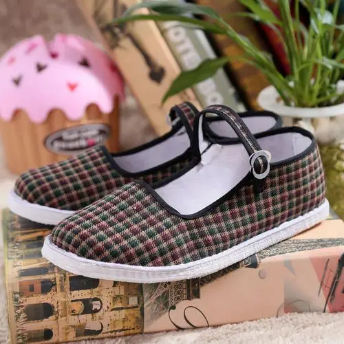 2016新款 春秋新款女式千层底 纯棉手工格子布鞋 手工女鞋