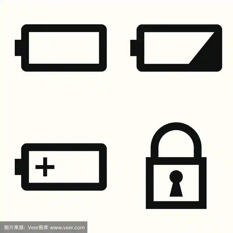 电池和锁符号-向量