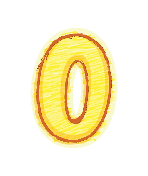 橙色手绘字母数字0图片