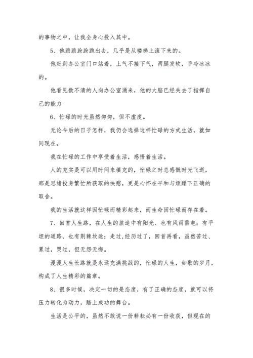 关于形容工作忙而充实的句子.docx 5页