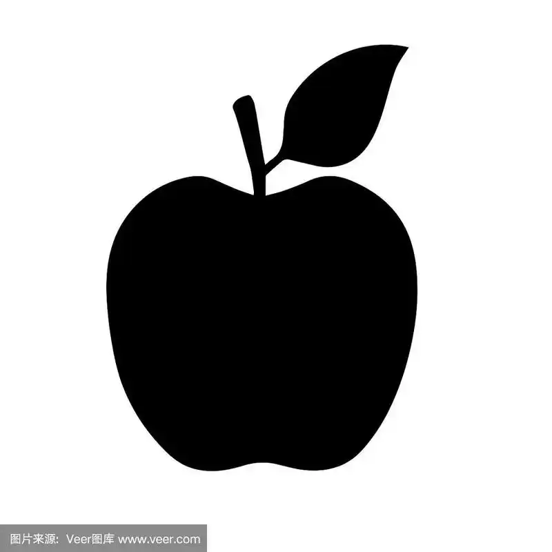 苹果的标志.黑色的剪影孤立在白色上.