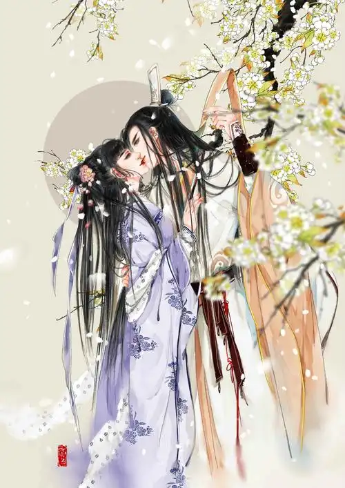 古风 美男 仕女,插画绘画 壁纸封面 手绘 水彩〔 古风情侣 〕作者