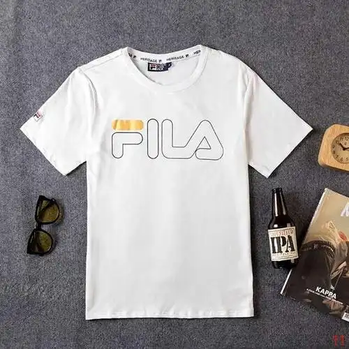 fila斐乐 2018新款 简约字母印花男生休闲短袖t恤 白色