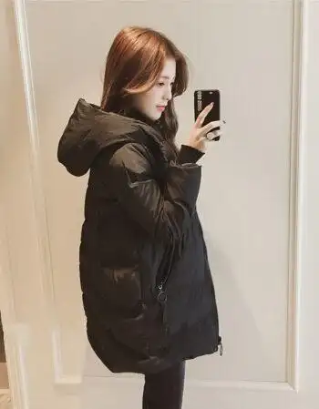 棉服女轻薄2021小个子150穿搭中长款加厚黑色女士冬季保暖女式防寒