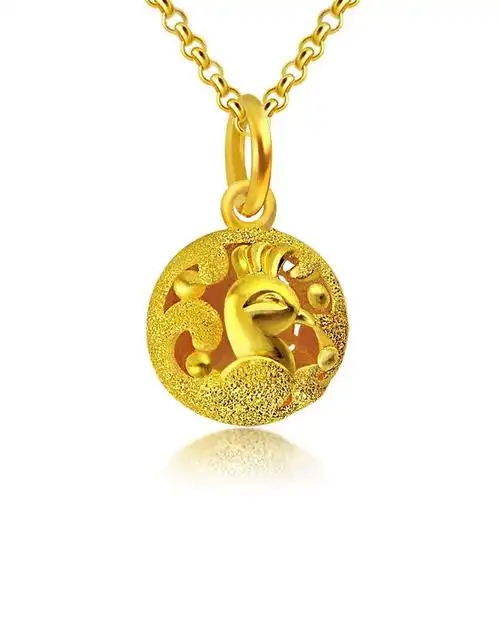 足金立体圆形龙凤吊坠4.36克(不含项链)