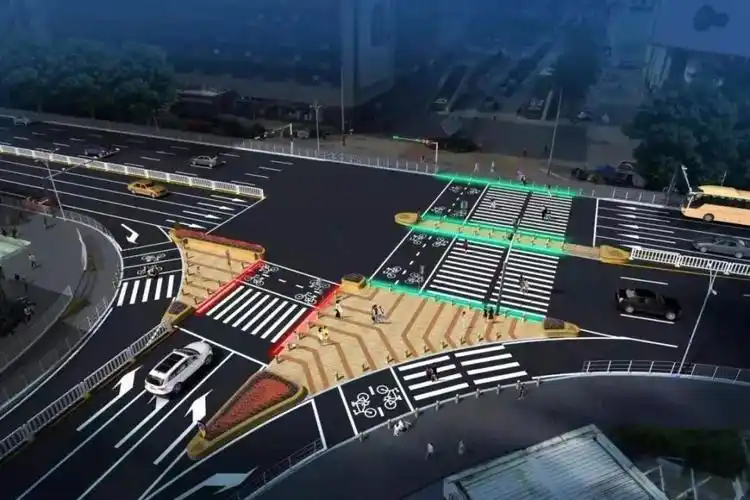 深圳华强路口交通改造效果图——交叉口渠化方案.