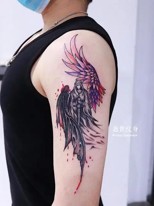 天使魔鬼_纹身图案手稿图片_刘越的纹身作品集