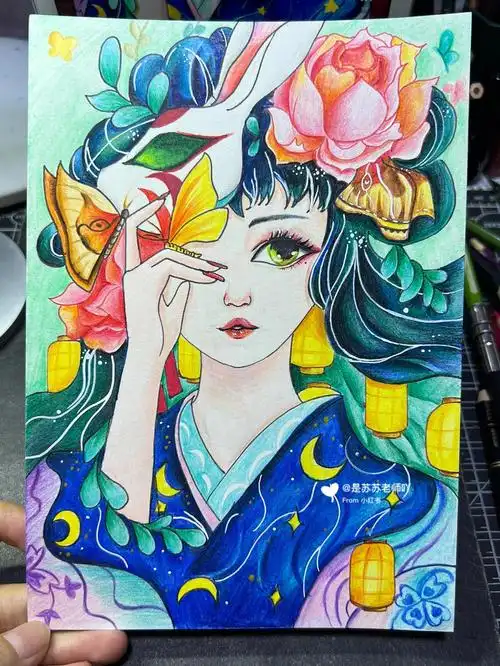 古风手绘  #古风插画  #宝妈  #敎育  #线上美术  古风动漫人物课效