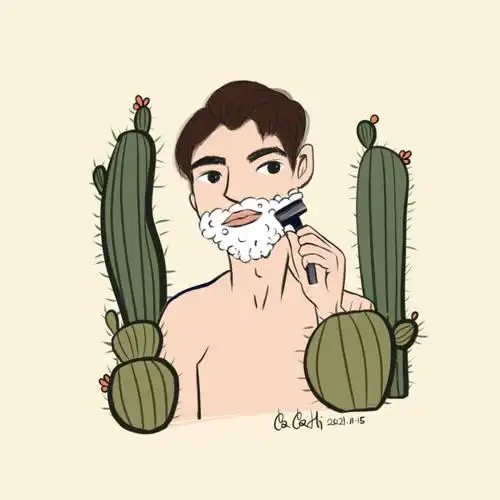 原创插画刮胡子的人