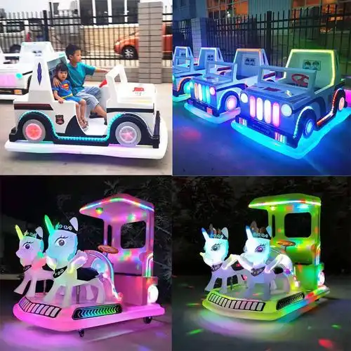 广场新款电瓶车摆摊车亲子商场七彩电车玩具设施 儿童塑料碰碰车