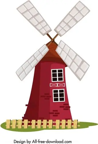 荷兰风车矢量图