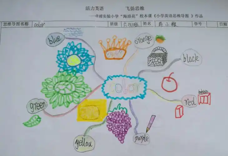 六年级《小学英语思维导图》练习一:color(副本)