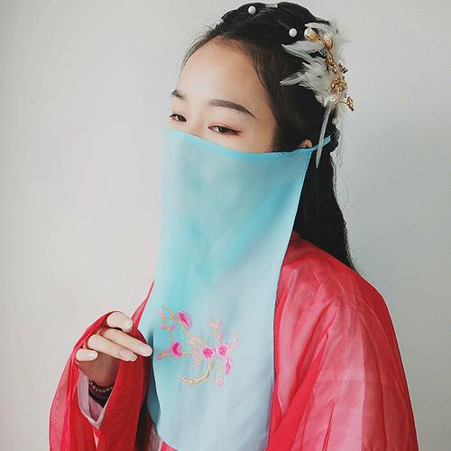 蒙脸面纱古装仙女蒙面 舞台服演出古带极堆焊座舱显示飞虎