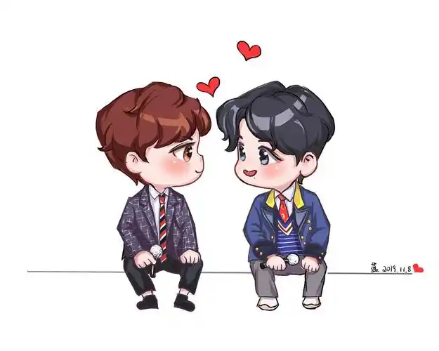 王一博肖战插画