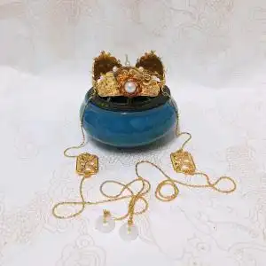 栖鸾庭 莲花发冠 古风流苏莲花头冠发簪饰品汉服男女束发紫金冠