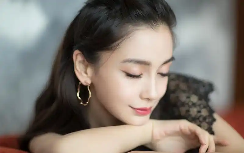 angelababy蕾丝黑纱性感写真高清电脑壁纸