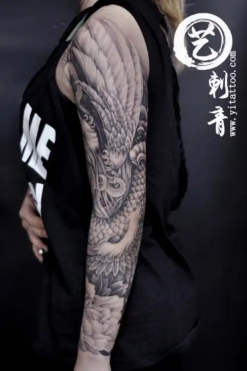 花臂纹身-凤凰纹身-美女纹身