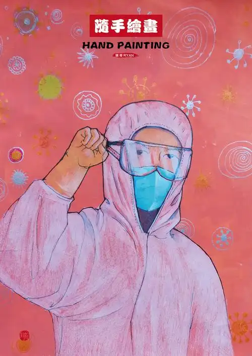 随手绘画逆行中的白衣天使