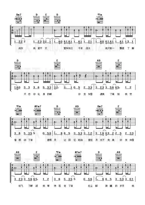 《发如雪》吉他谱