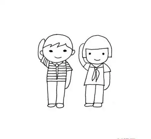 站立小学生简笔画人物