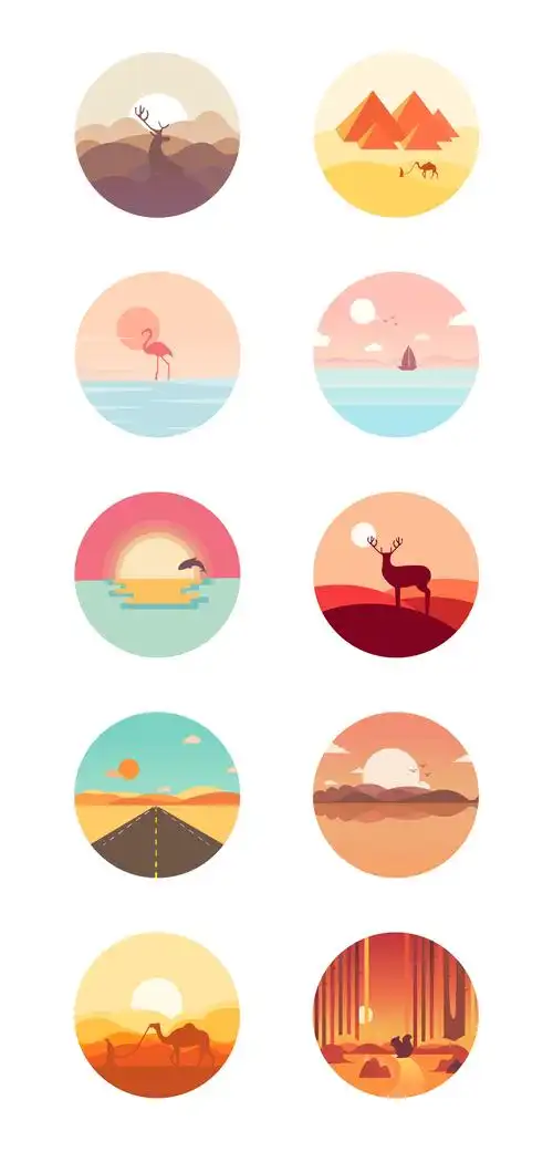 圆形图插画临摹练习