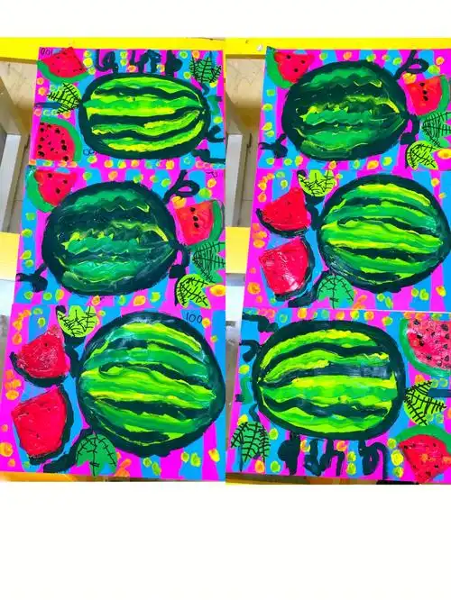 幼儿园中班创意美术西瓜创意画46岁