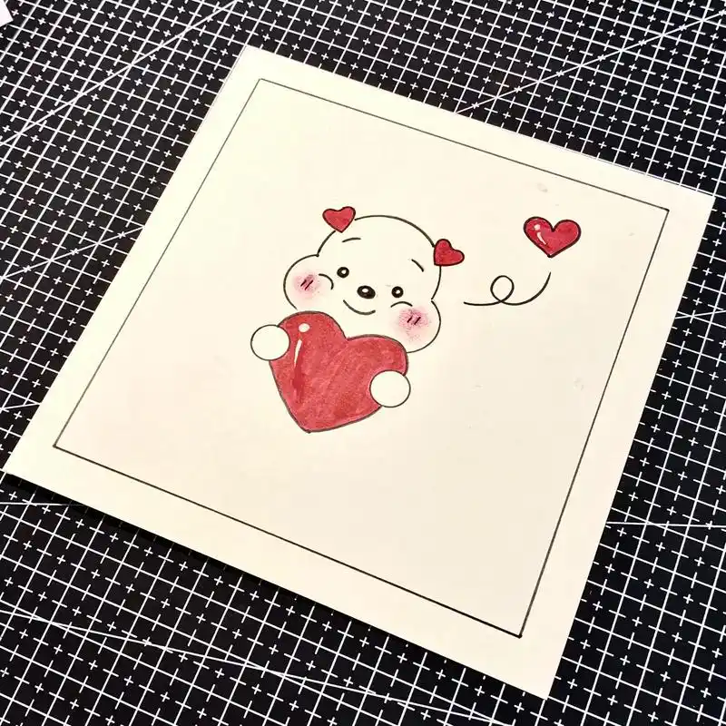 520简笔画.1 画两个爱心 2 画半个弧线连接起来 3 写 - 抖音