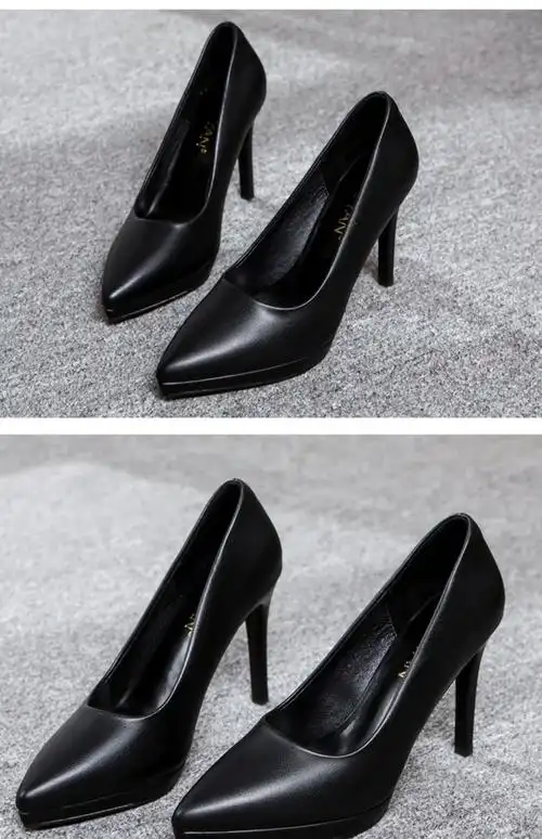 旗袍鞋防水台旗袍走秀尖头细跟高跟鞋黑色性感夜场职业单鞋女黑色11