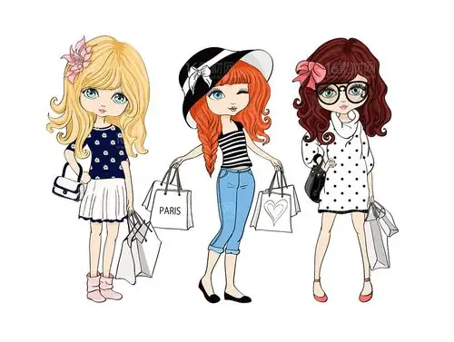 时尚卡通女性设计矢量素材