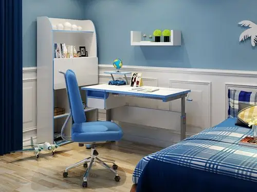 2018男孩儿童房写字台简约效果图