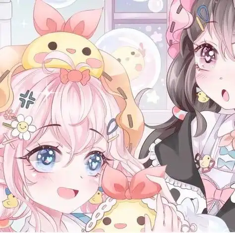 超纯净的蓝紫色双人闺蜜头像