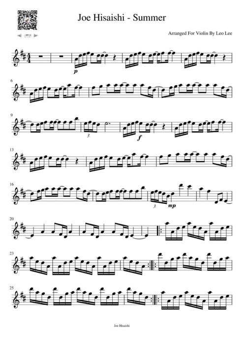 小提琴演奏菊次郎的夏天主题曲summer附小提琴谱