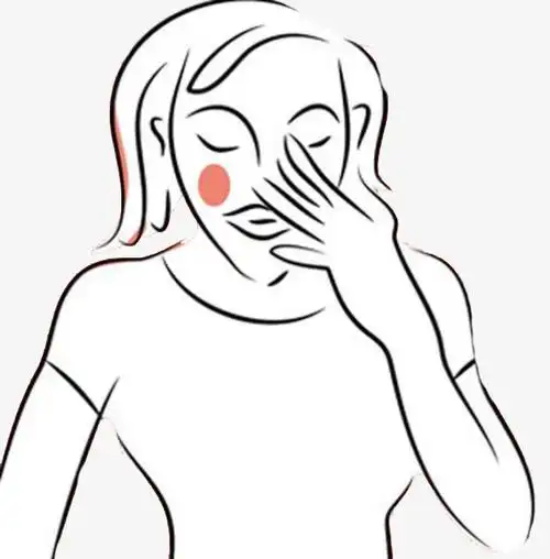 手绘广告风女性脸红表情