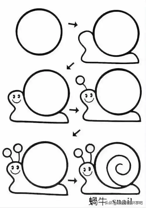 蜗牛简笔画绘画教程图解步骤