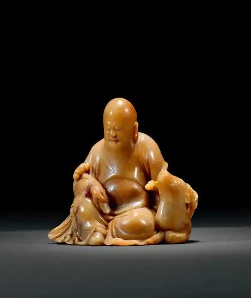 明末清初  寿山石雕寿星尺寸:10.5cm.